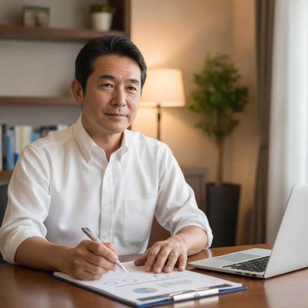 届いた見積書を検討する経営者